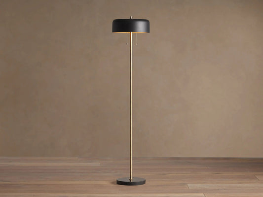 Oliver Brass Floor Lamp with Black Shade — product view 1
