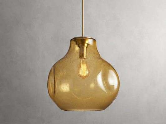 Modern Glass Pendant 16 Inch Amber Mouth Blown Light — product view 1