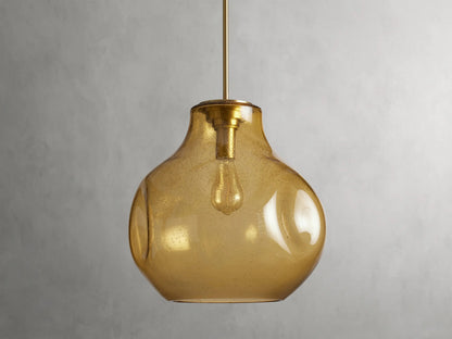 Modern Glass Pendant 16 Inch Amber Mouth Blown Light — product view 2