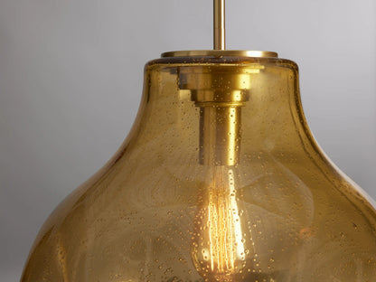 Modern Glass Pendant 16 Inch Amber Mouth Blown Light — product view 3
