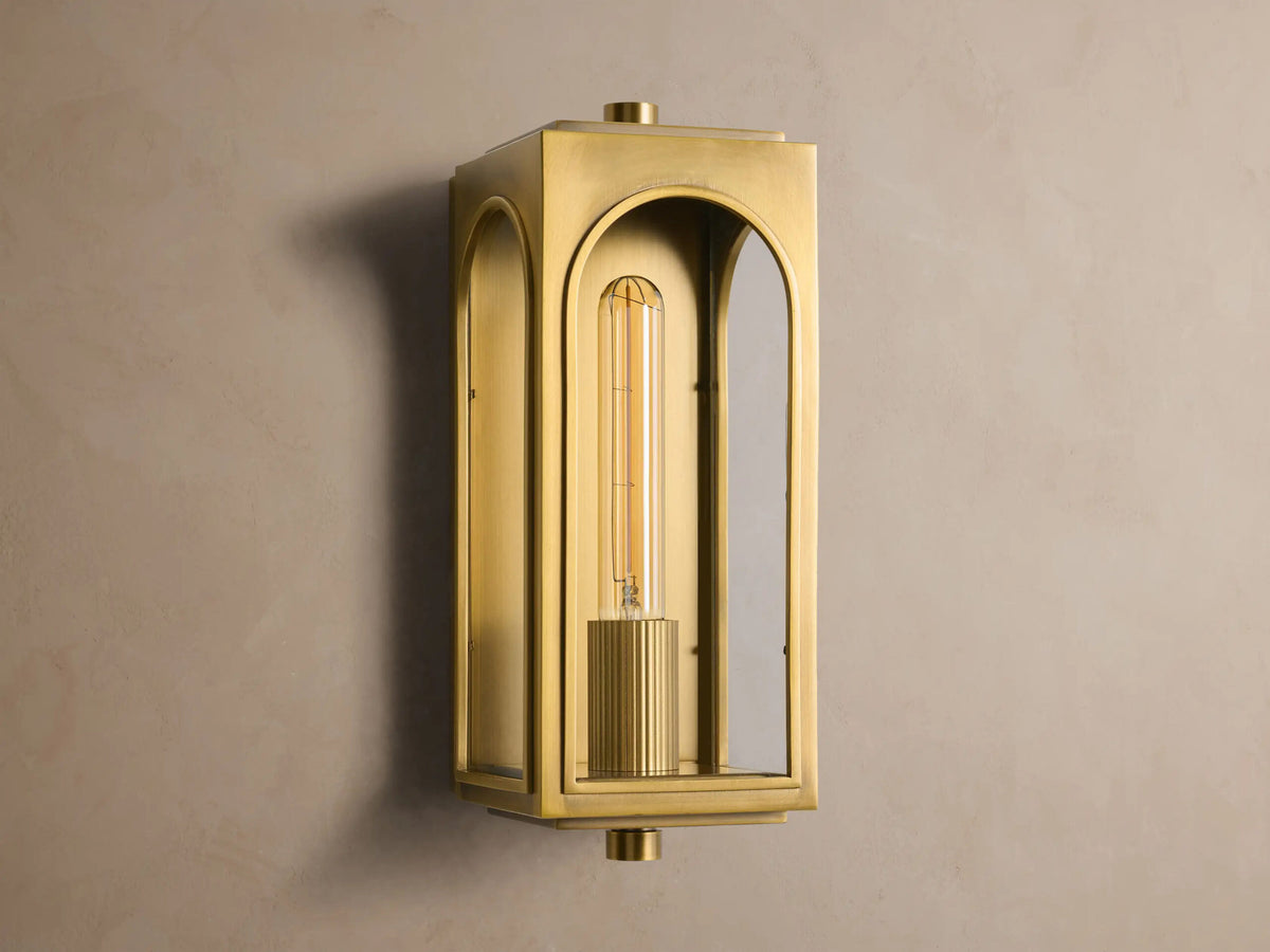 Palladian Brass Sconce with Arched Glass