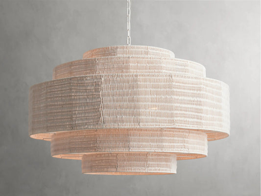 Rattan Chandelier 40 Inch White Handwoven Shade — product view 1