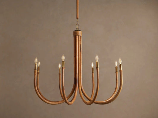 Ravda Round Rattan Chandelier — product view 1