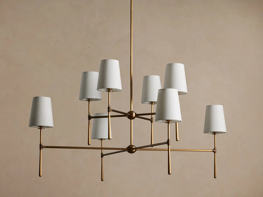 Rhodes Brass Chandelier with Linen Shades — product view 2