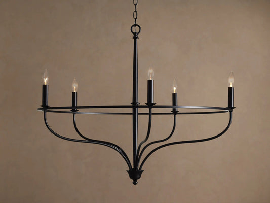 Rosalind Iron Ring Chandelier 5 Light Black — product view 1