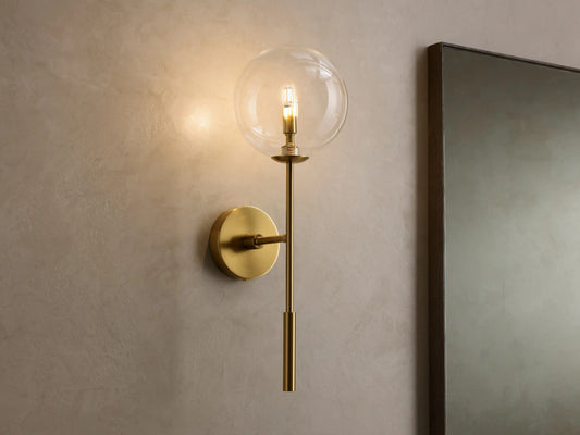 Roscoe Modern Brass Sconce with Glass Globe — product view 1