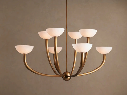 Saguaro Brass Chandelier with Alabaster Shades — product view 1