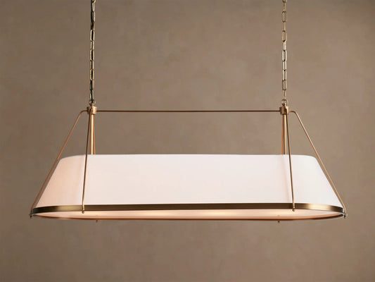Shelton Brass Chandelier Linear Light with Linen Shade — product view 1