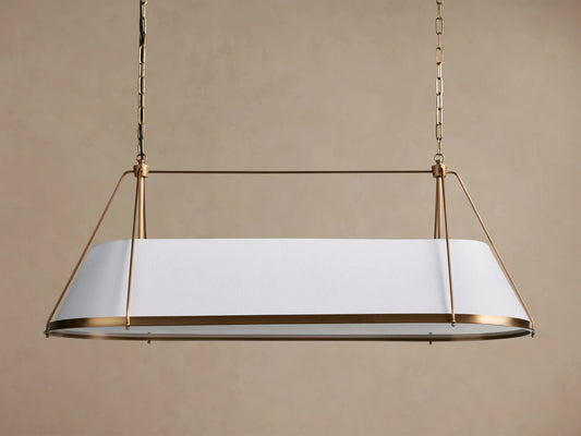 Shelton Brass Chandelier Linear Light with Linen Shade — product view 2
