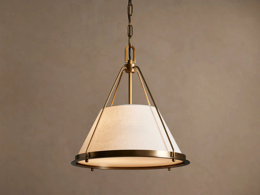 Shelton Brass Pendant Light with Linen Shade — product view 1