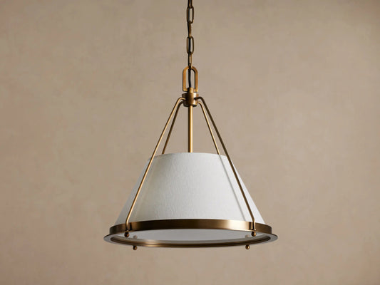 Shelton Brass Pendant Light with Linen Shade — product view 2