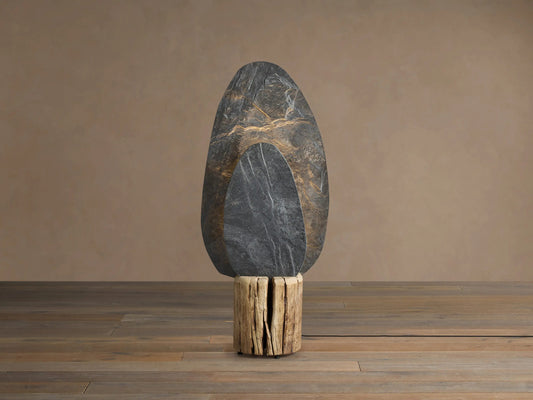 Shinto Japandi Slate Lamp with Melina Wood Base — product view 1