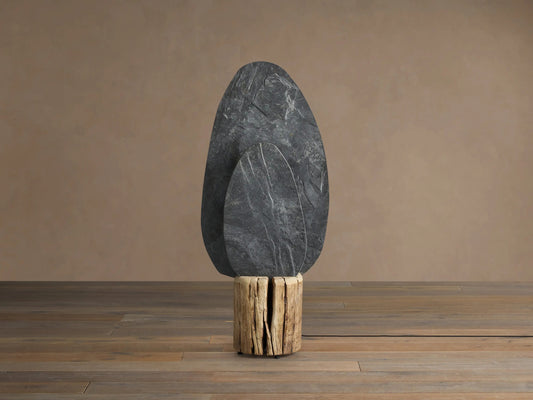 Shinto Japandi Slate Lamp with Melina Wood Base — product view 2
