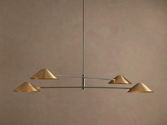 Brass MCM Chandelier 4 Light Linear — product view 1