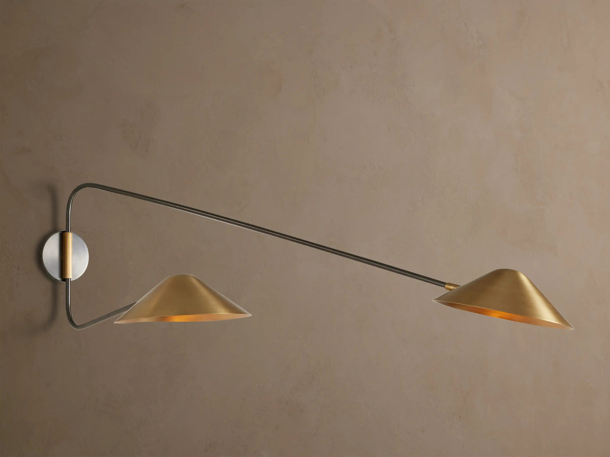 Brass Arm Sconce Long Arm Double Wall Light — product view 1