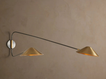 Brass Arm Sconce Long Arm Double Wall Light — product view 1