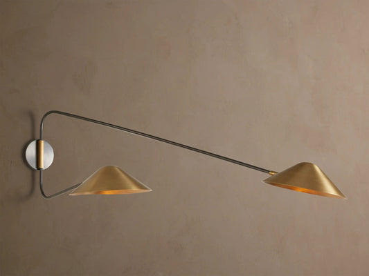 Brass Arm Sconce Long Arm Double Wall Light — product view 1