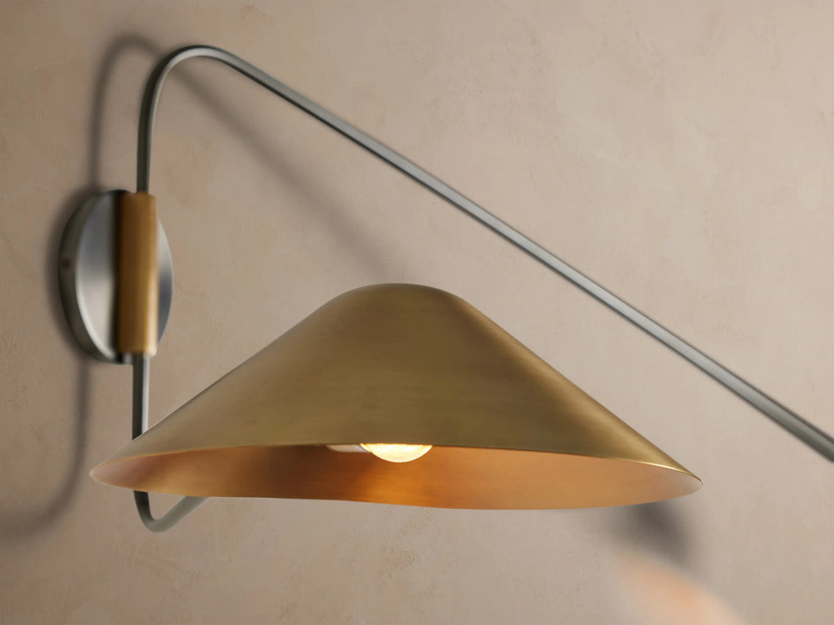 Brass Arm Sconce Long Arm Double Wall Light — product view 3
