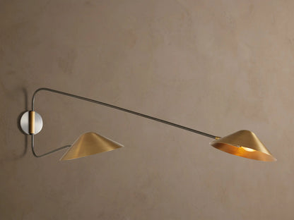 Brass Arm Sconce Long Arm Double Wall Light — product view 4