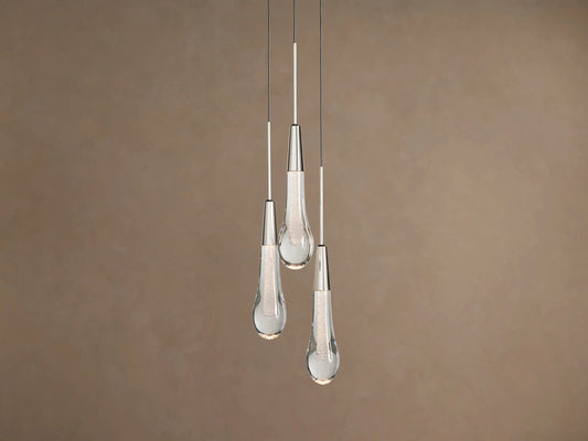 Soltaire Nickel LED Pendant with Seeded Glass — product view 1