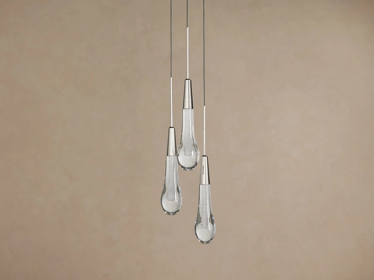 Soltaire Nickel LED Pendant with Seeded Glass — product view 2