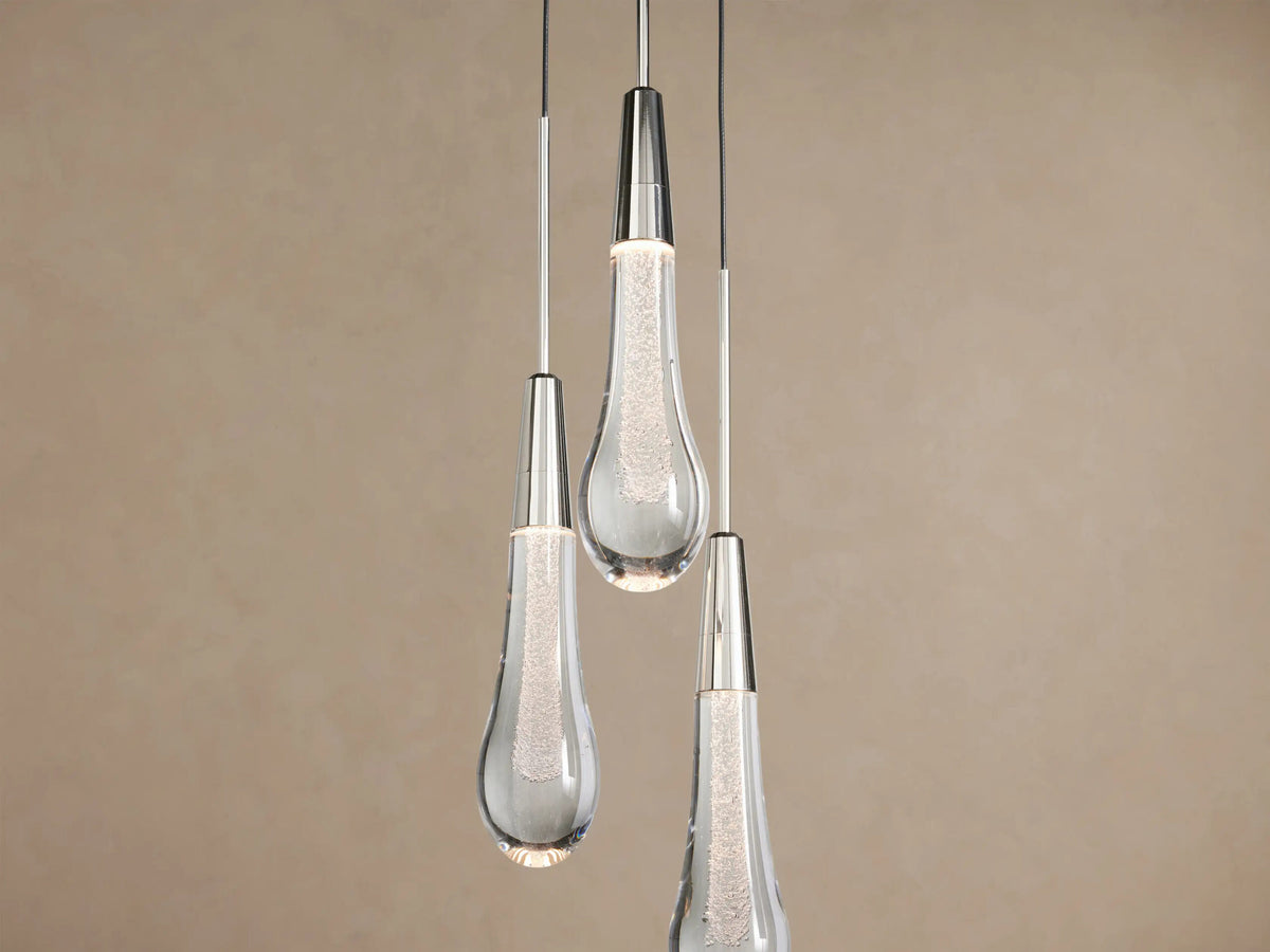 Soltaire Nickel LED Pendant with Seeded Glass — product view 3