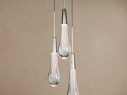 Soltaire Nickel LED Pendant with Seeded Glass — product view 3