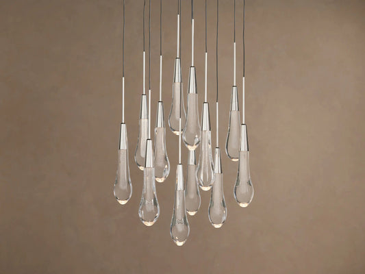 Soltaire Glass Chandelier in Nickel — product view 1