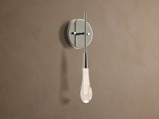 Soltaire Modern Nickel Sconce with Seeded Glass — product view 1