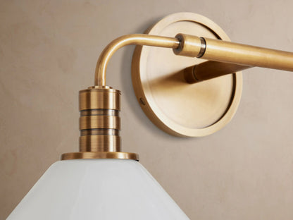 Theron Brass Modern Sconce with Milk Glass Shades — product view 3
