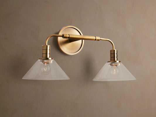 Theron Brass Glass Sconce Double Wall Light — product view 1