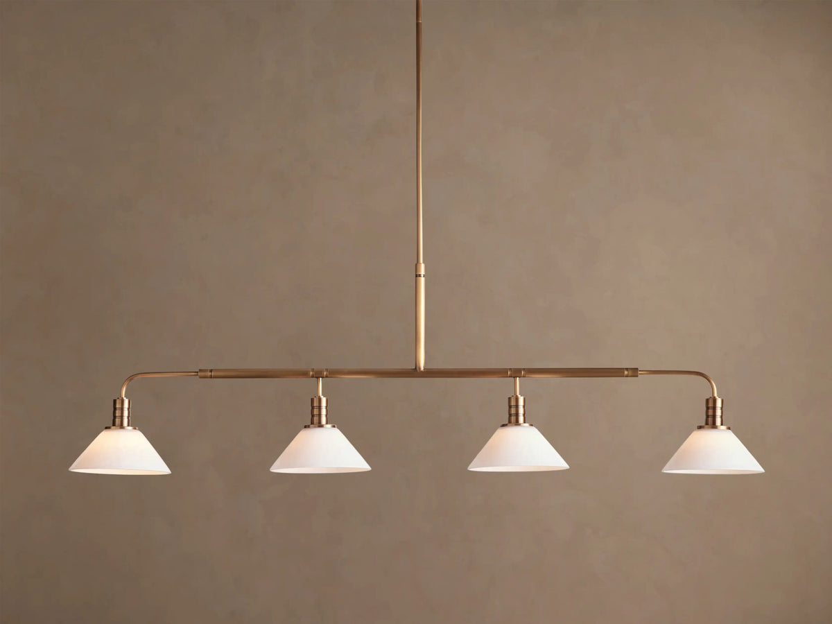 Brass Chandelier Theron Linear Milk Glass 50 Inch — product view 1