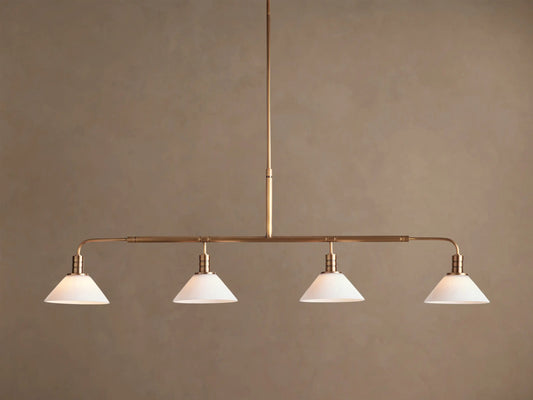 Brass Chandelier Theron Linear Milk Glass 50 Inch — product view 1