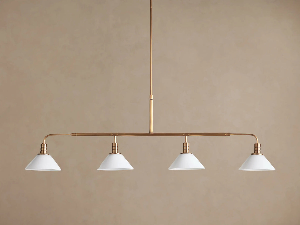 Brass Chandelier Theron Linear Milk Glass 50 Inch — product view 2