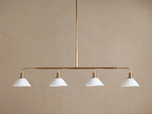 Brass Chandelier Theron Linear Milk Glass 50 Inch — product view 2