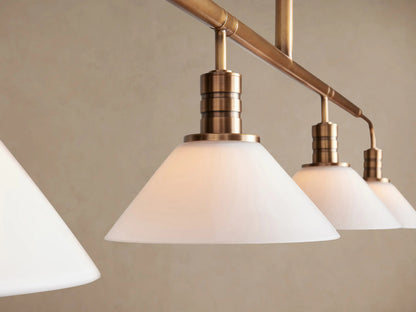 Brass Chandelier Theron Linear Milk Glass 50 Inch — product view 3