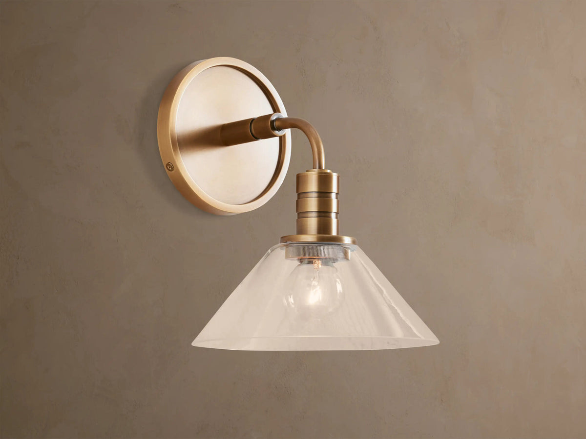 Theron Brass Glass Sconce Wall Light — product view 1
