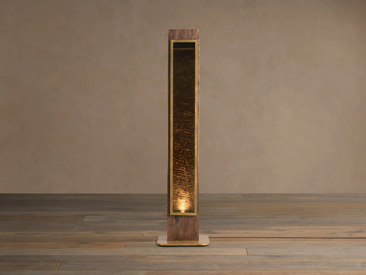 Wood Floor Lamp 100 Inch with Brass and Mirrored Glass — product view 1