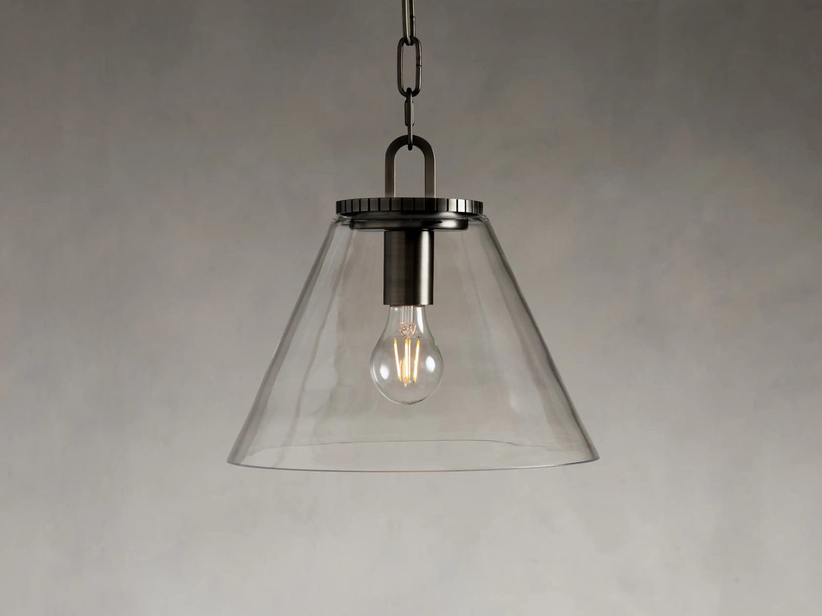 Bronze Cone Pendant with Clear Glass Chain Light — product view 1