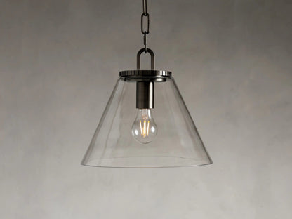 Bronze Cone Pendant with Clear Glass Chain Light — product view 1