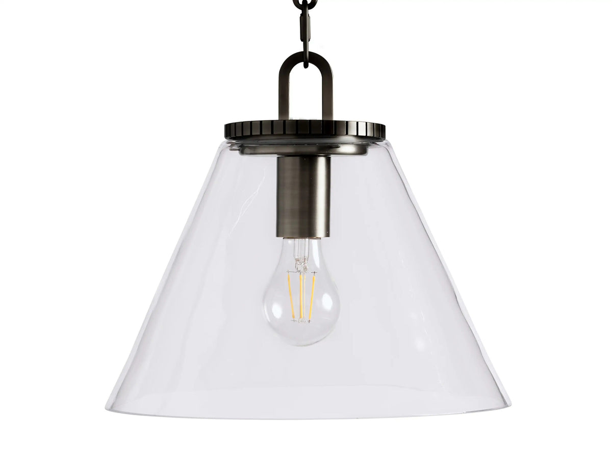 Bronze Cone Pendant with Clear Glass Chain Light