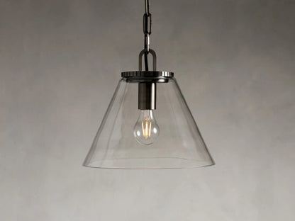 Bronze Cone Pendant with Clear Glass Chain Light — product view 7