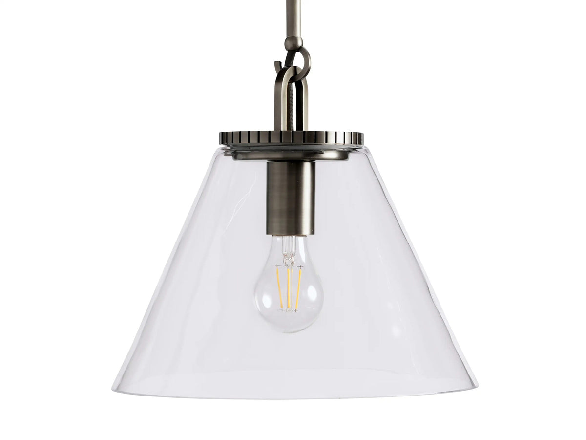 Bronze Glass Pendant with Cone Shade and Rod — product view 3