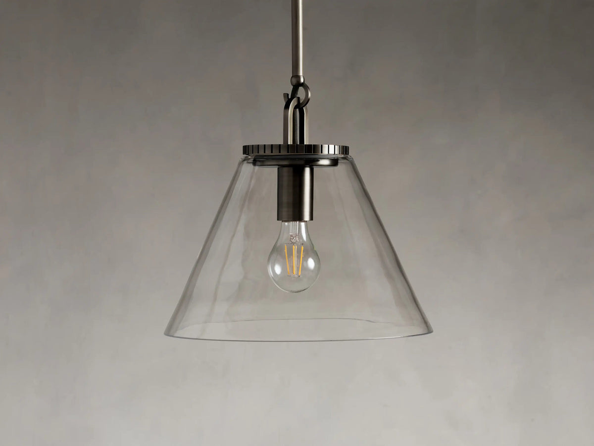 Bronze Glass Pendant with Cone Shade and Rod — product view 5