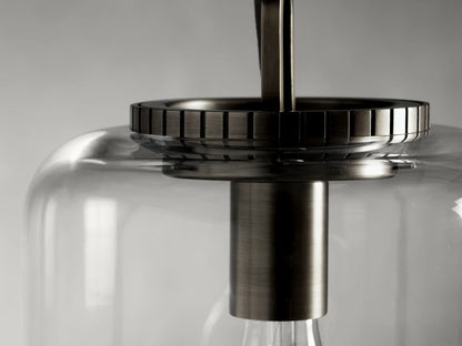 Wescott Bronze Pendant Light with Clear Glass Cylinder Shade — product view 3