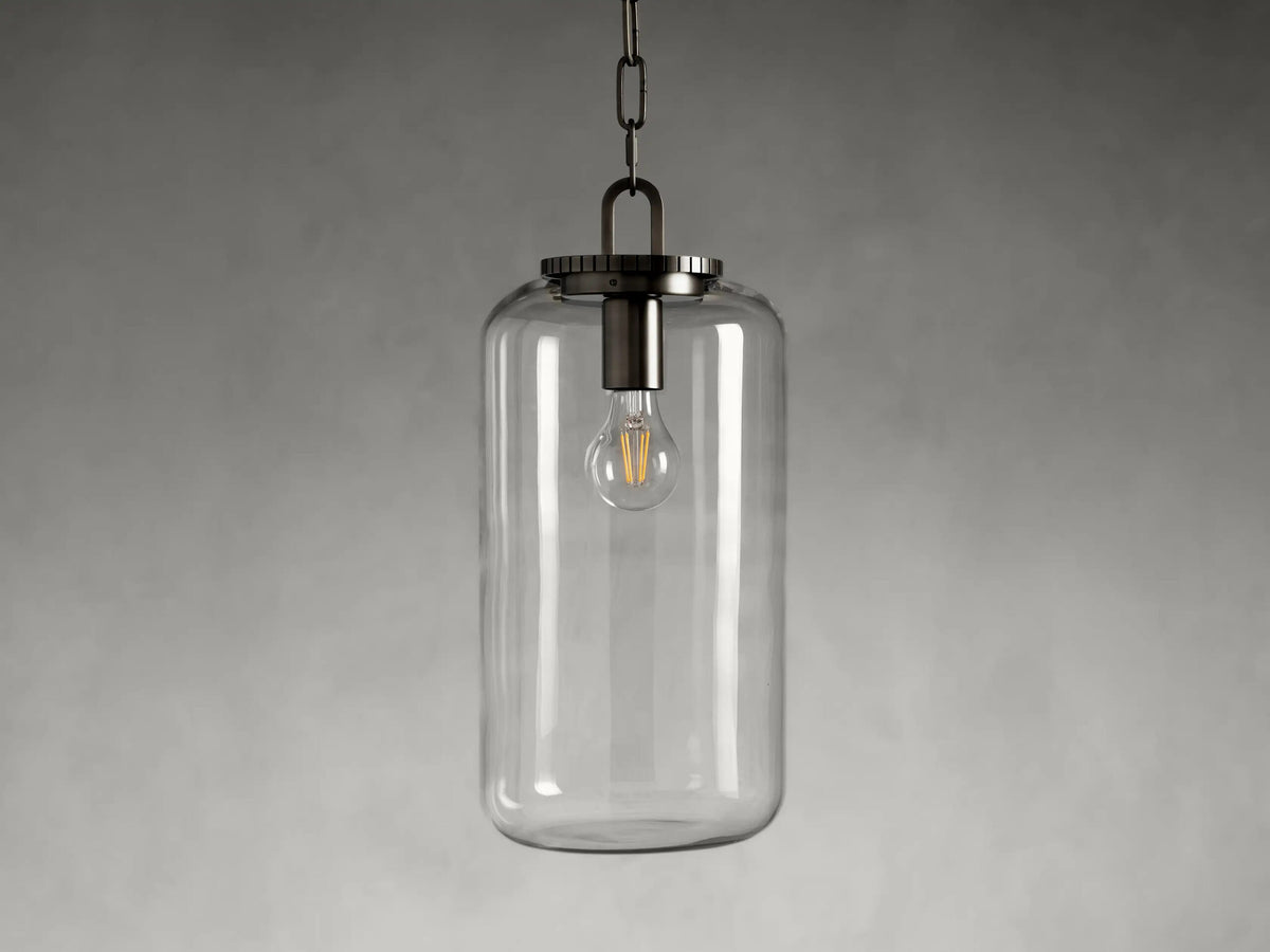 Wescott Bronze Pendant Light with Clear Glass Cylinder Shade — product view 4