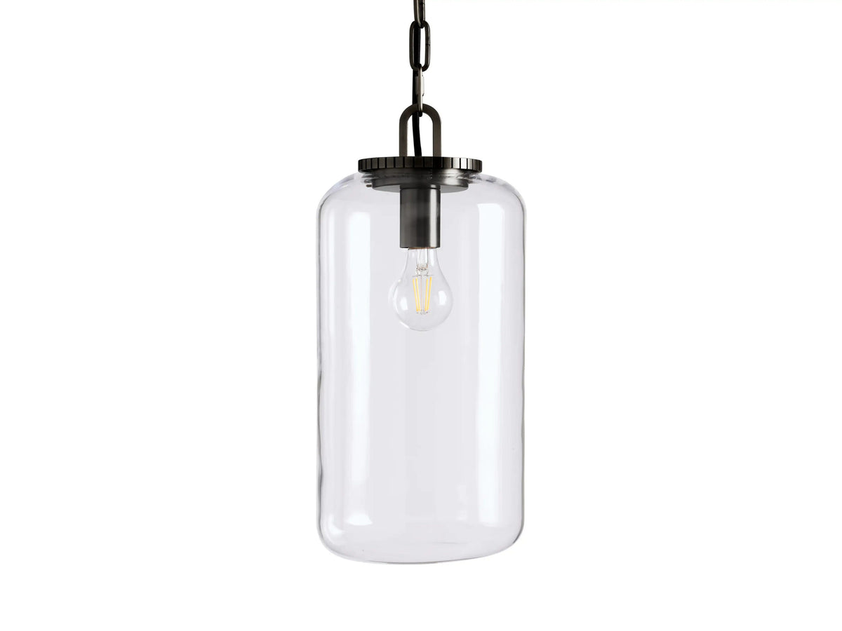 Wescott Bronze Pendant Light with Clear Glass Cylinder Shade — product view 5