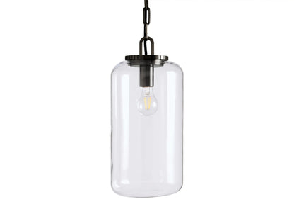 Wescott Bronze Pendant Light with Clear Glass Cylinder Shade — product view 5