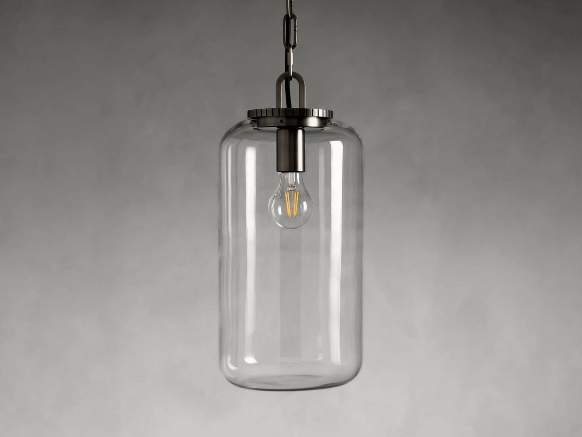 Wescott Bronze Pendant Light with Clear Glass Cylinder Shade — product view 8