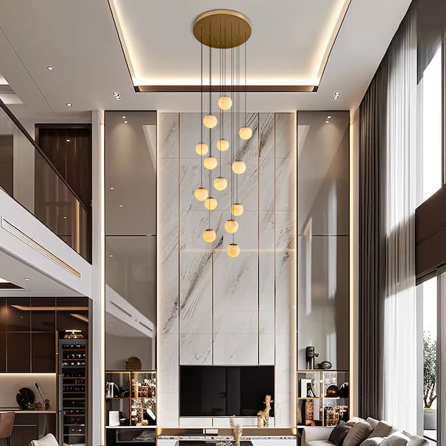 14 Light Alabaster Staircase Chandelier